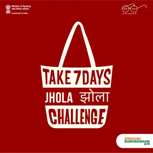 a bag with the words take 7 days, jhola challenge written on it.