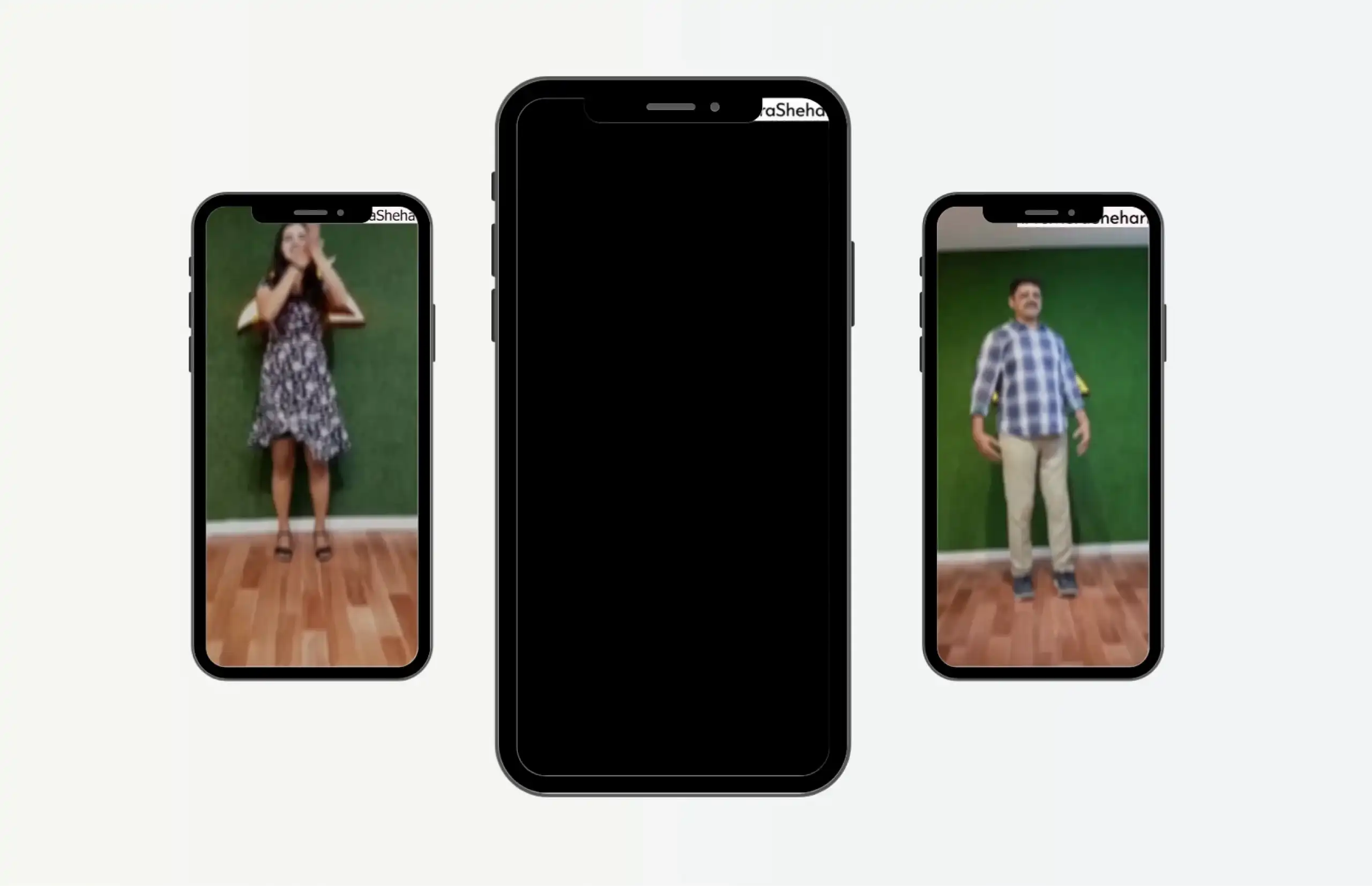 a three screen with different images of people on them.